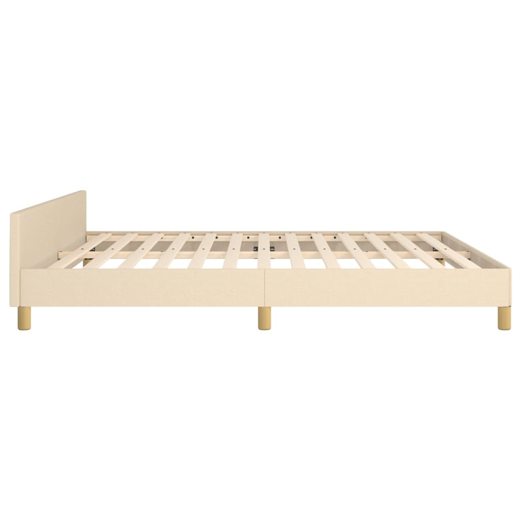 sengeramme med sengegavl 180x200 cm stof cremefarvet