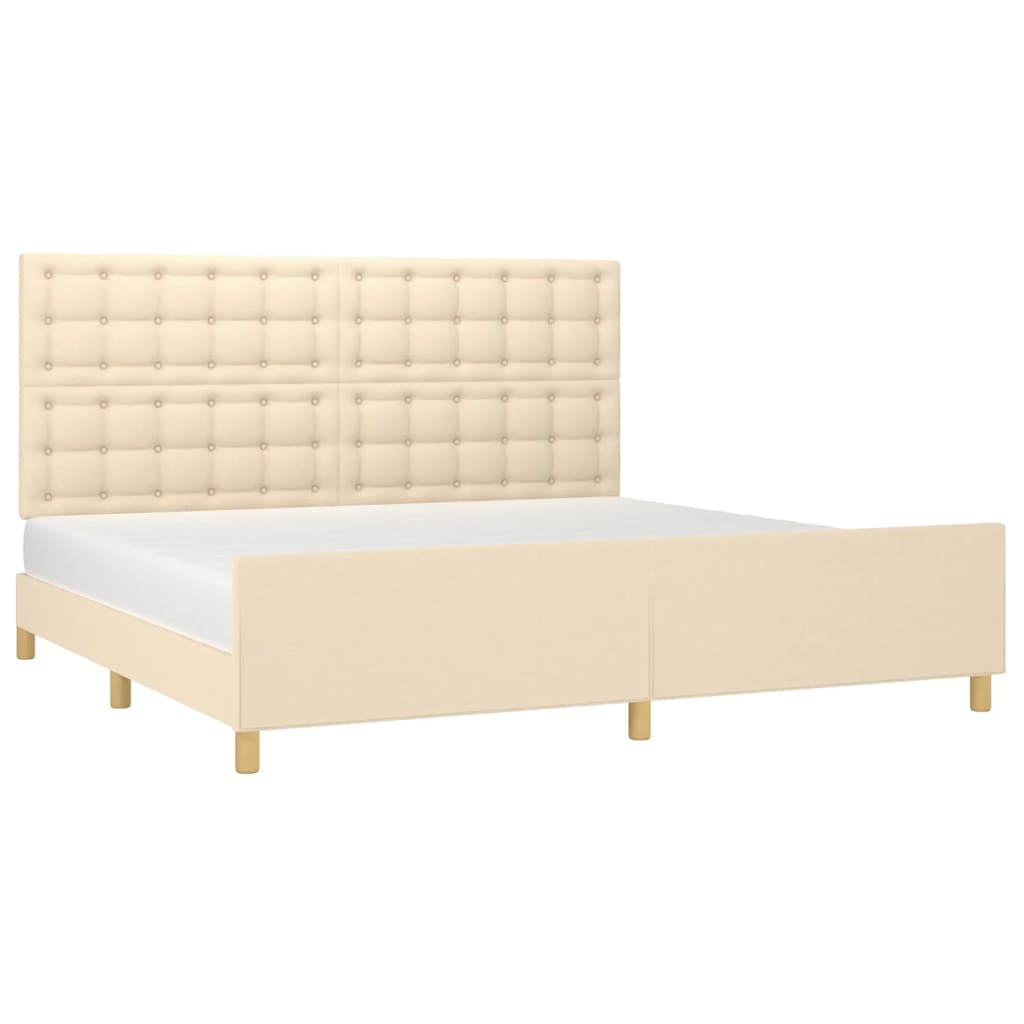 sengeramme uden madras 200x200 cm stof cremefarvet