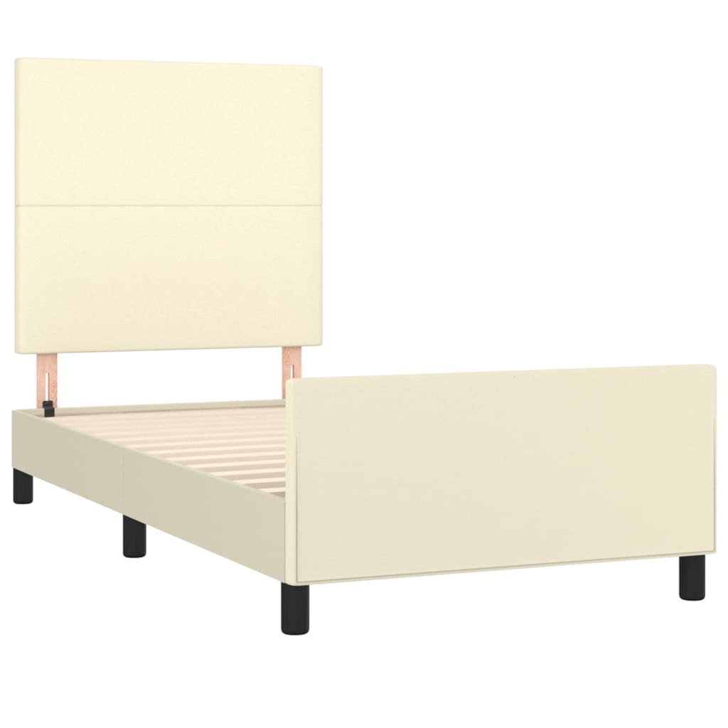 sengeramme med sengegavl 80x200 cm kunstlæder cremefarvet