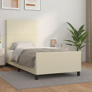 sengeramme med sengegavl 80x200 cm kunstlæder cremefarvet