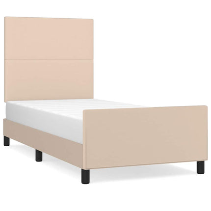 sengeramme med sengegavl 80x200 cm kunstlæder cappuccinofarvet