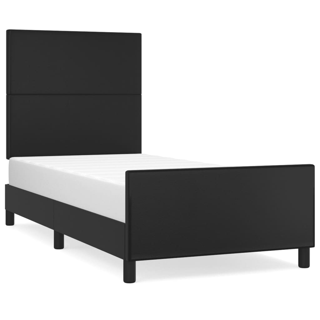sengeramme med sengegavl 90x190 cm kunstlæder sort