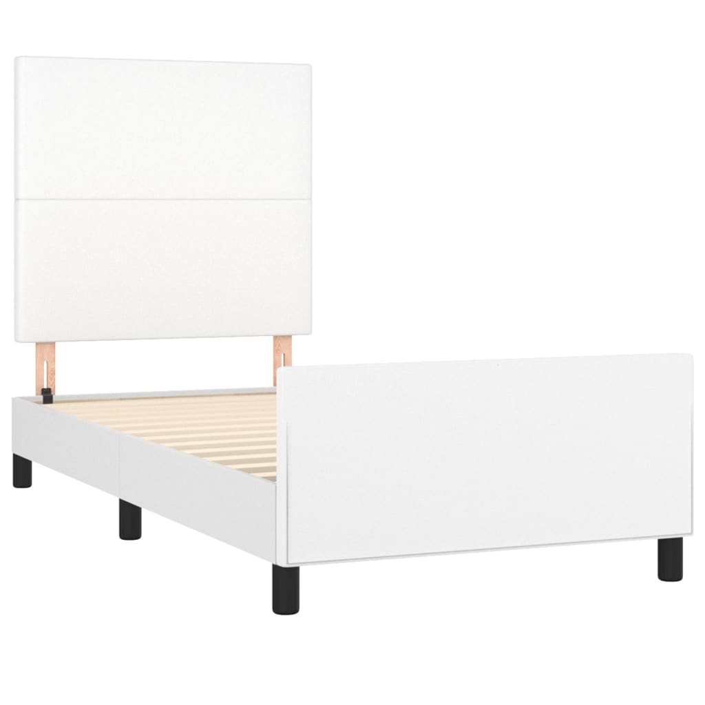sengeramme med sengegavl 90x190 cm kunstlæder hvid