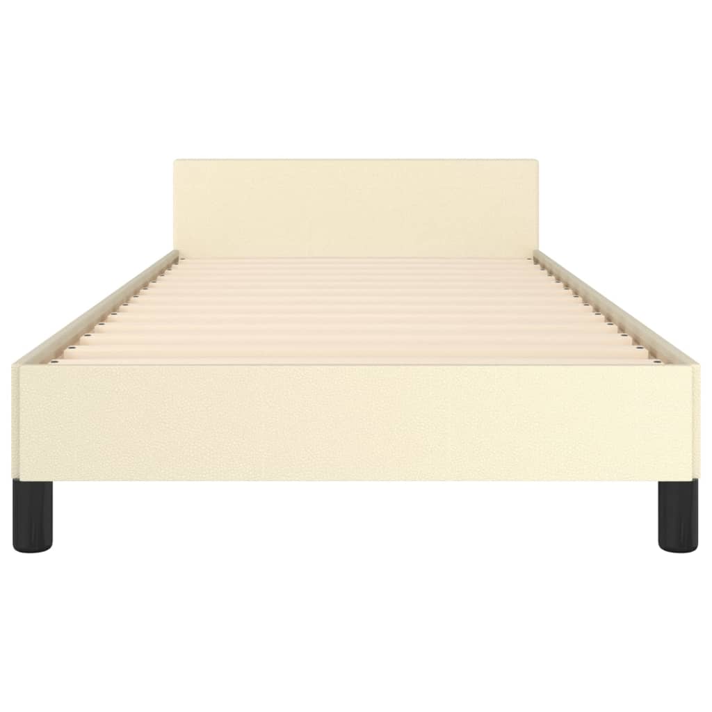 sengeramme med sengegavl 90x190 cm kunstlæder cremefarvet