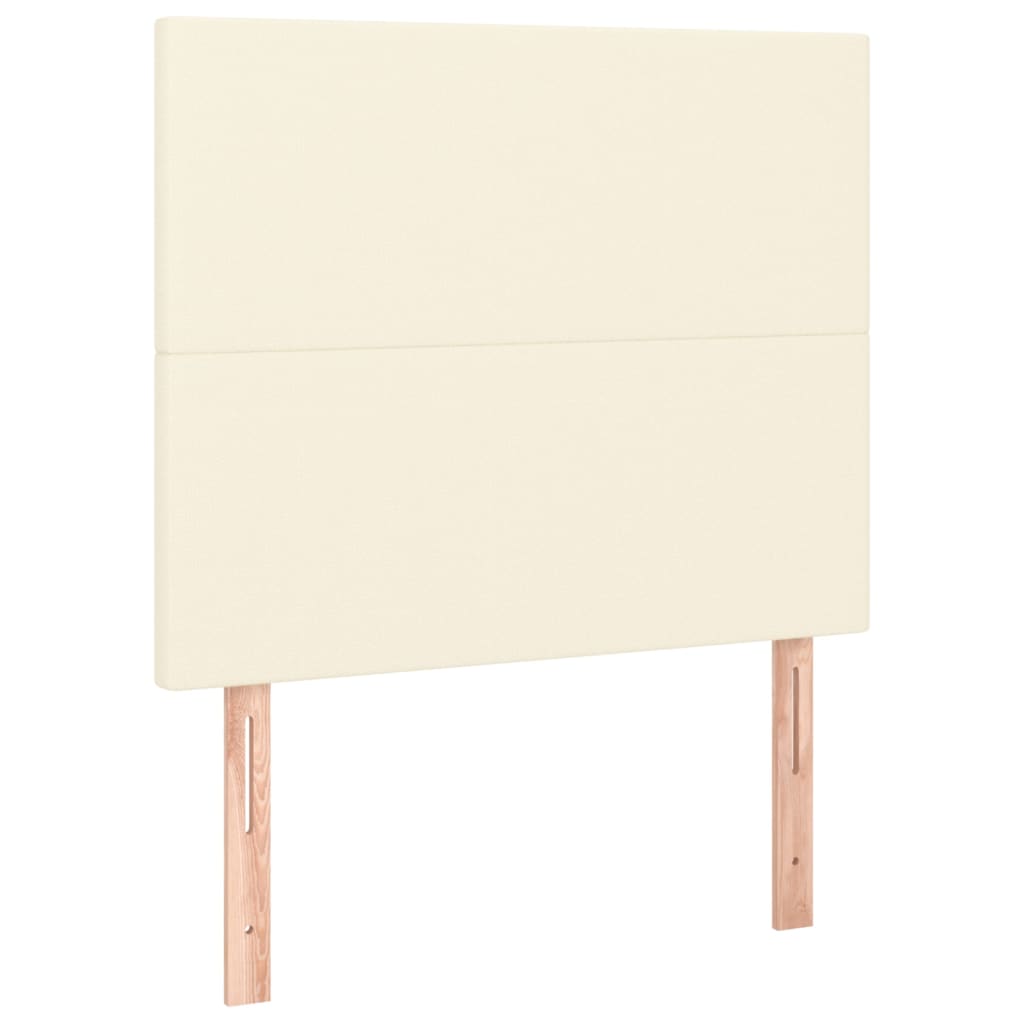 sengeramme med sengegavl 90x190 cm kunstlæder cremefarvet