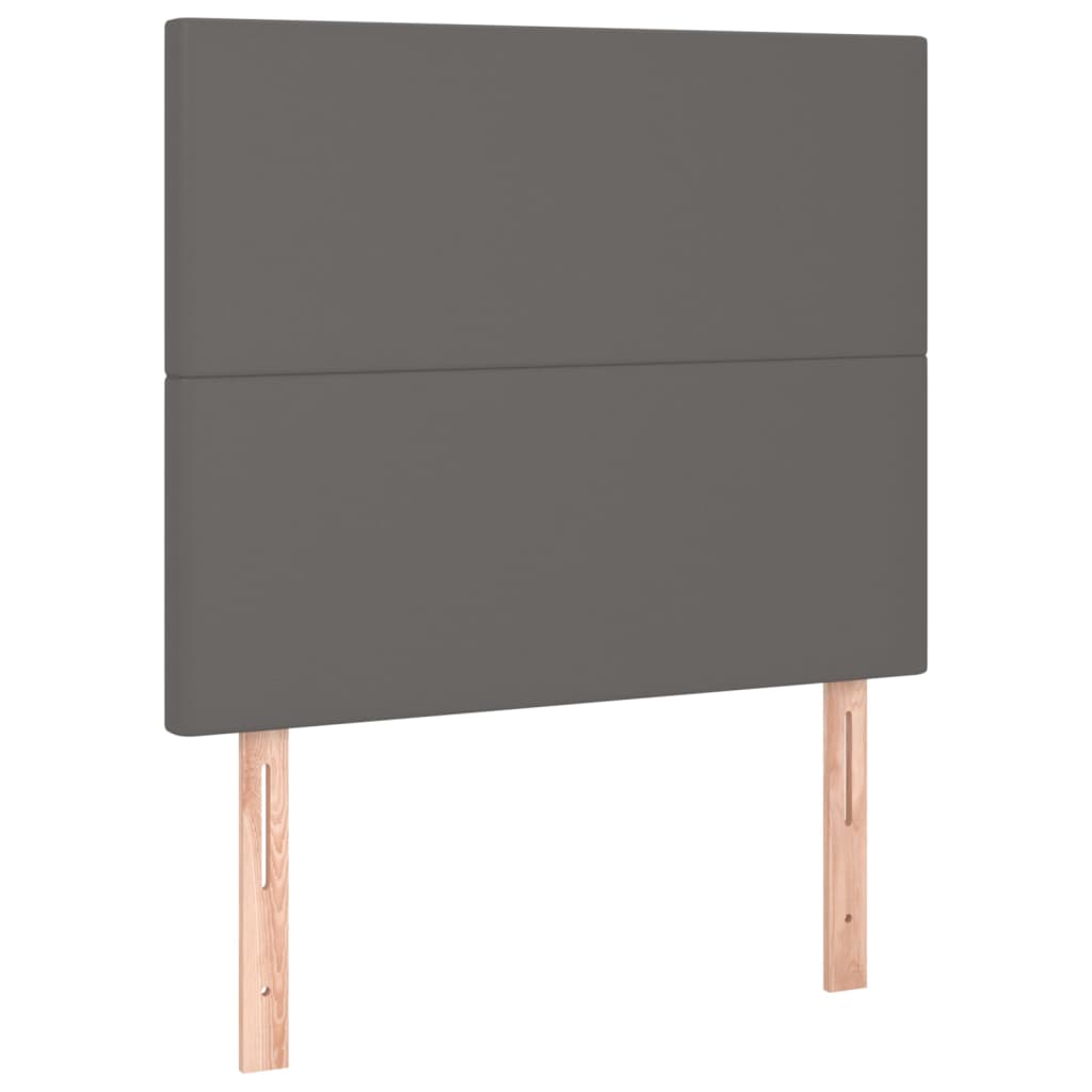 sengeramme med sengegavl 90x190 cm kunstlæder grå