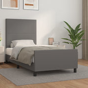 sengeramme med sengegavl 90x190 cm kunstlæder grå