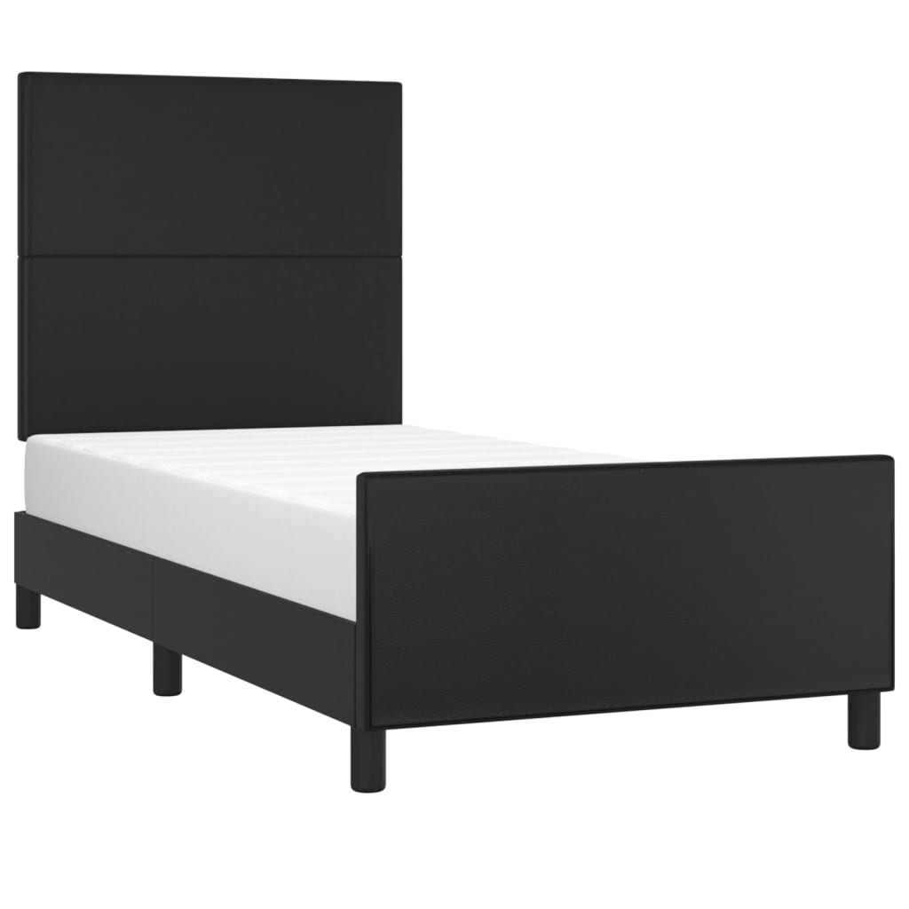 sengeramme med sengegavl 90x200 cm kunstlæder sort