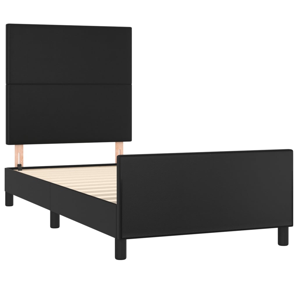 sengeramme med sengegavl 90x200 cm kunstlæder sort