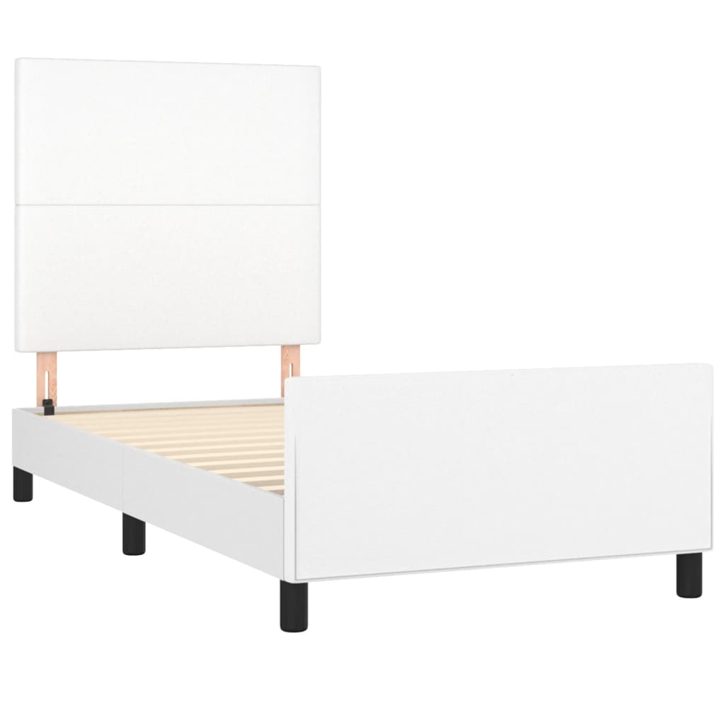 sengeramme med sengegavl 90x200 cm kunstlæder hvid