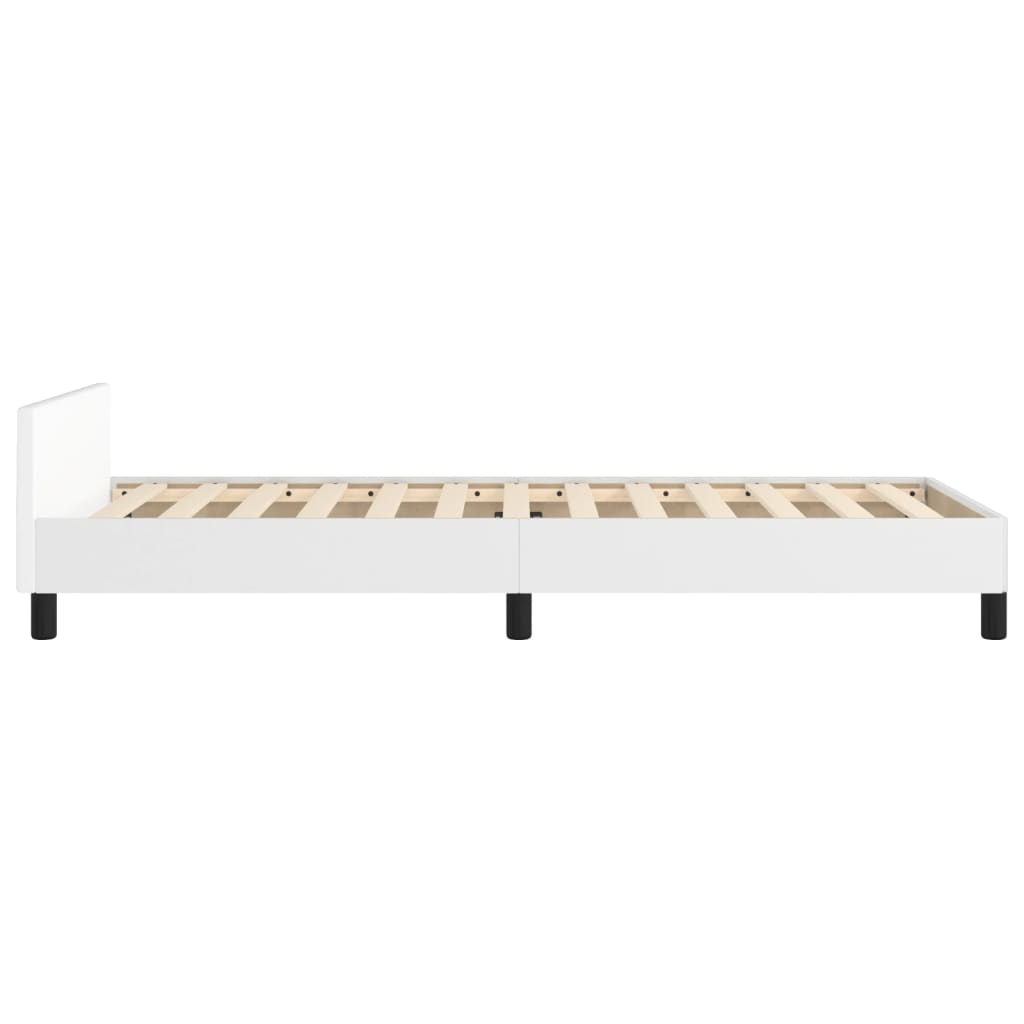 sengeramme med sengegavl 90x200 cm kunstlæder hvid