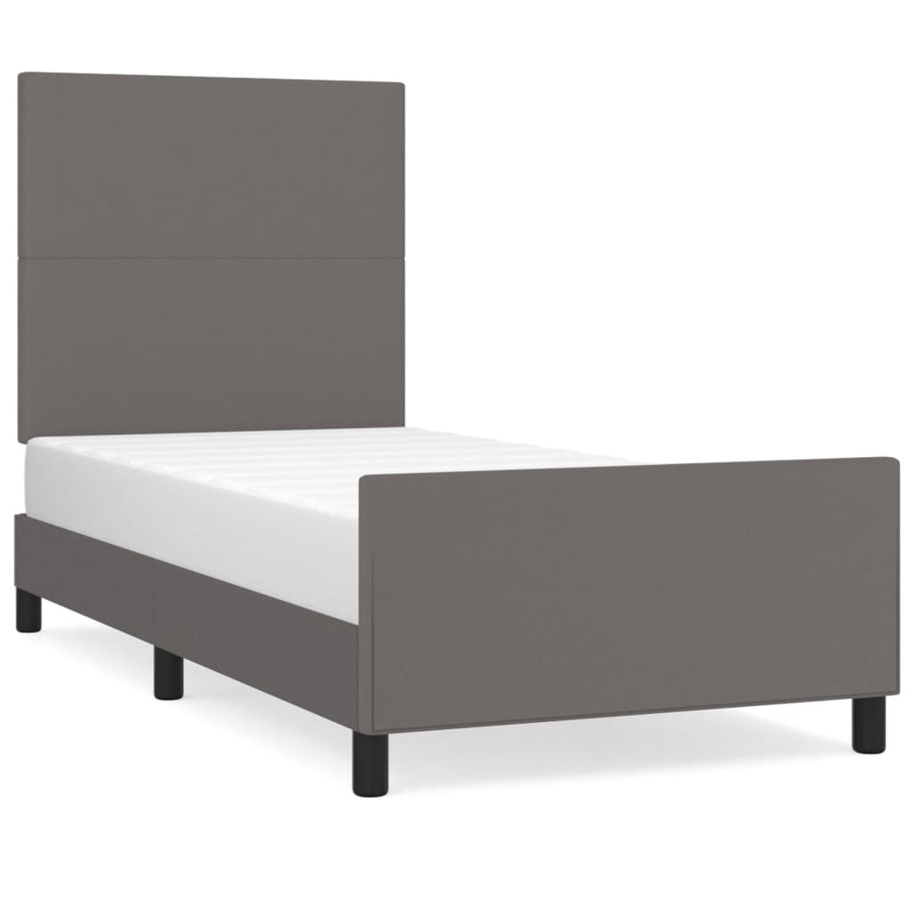 sengeramme med sengegavl 90x200 cm kunstlæder grå