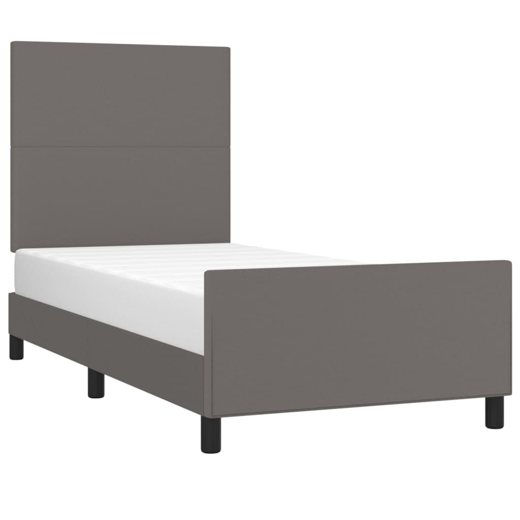 sengeramme med sengegavl 90x200 cm kunstlæder grå