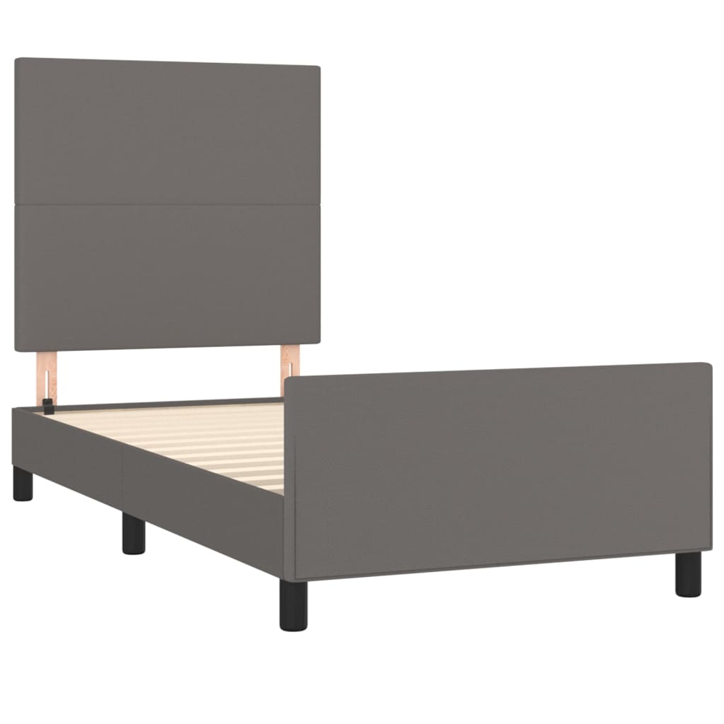 sengeramme med sengegavl 90x200 cm kunstlæder grå