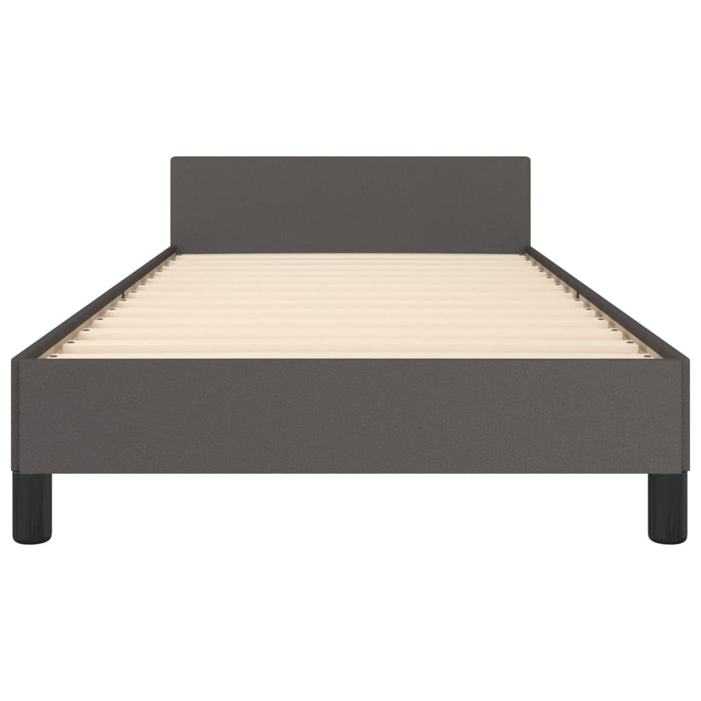 sengeramme med sengegavl 90x200 cm kunstlæder grå