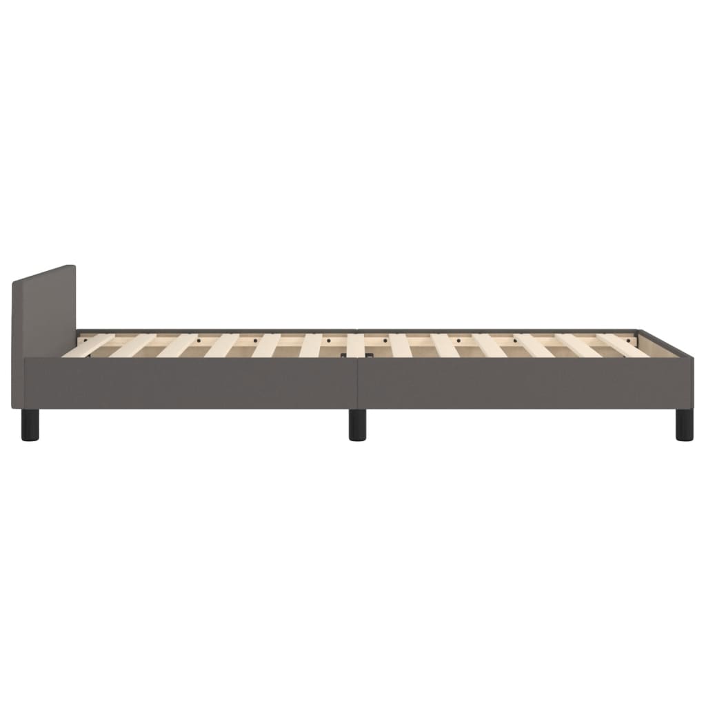 sengeramme med sengegavl 90x200 cm kunstlæder grå