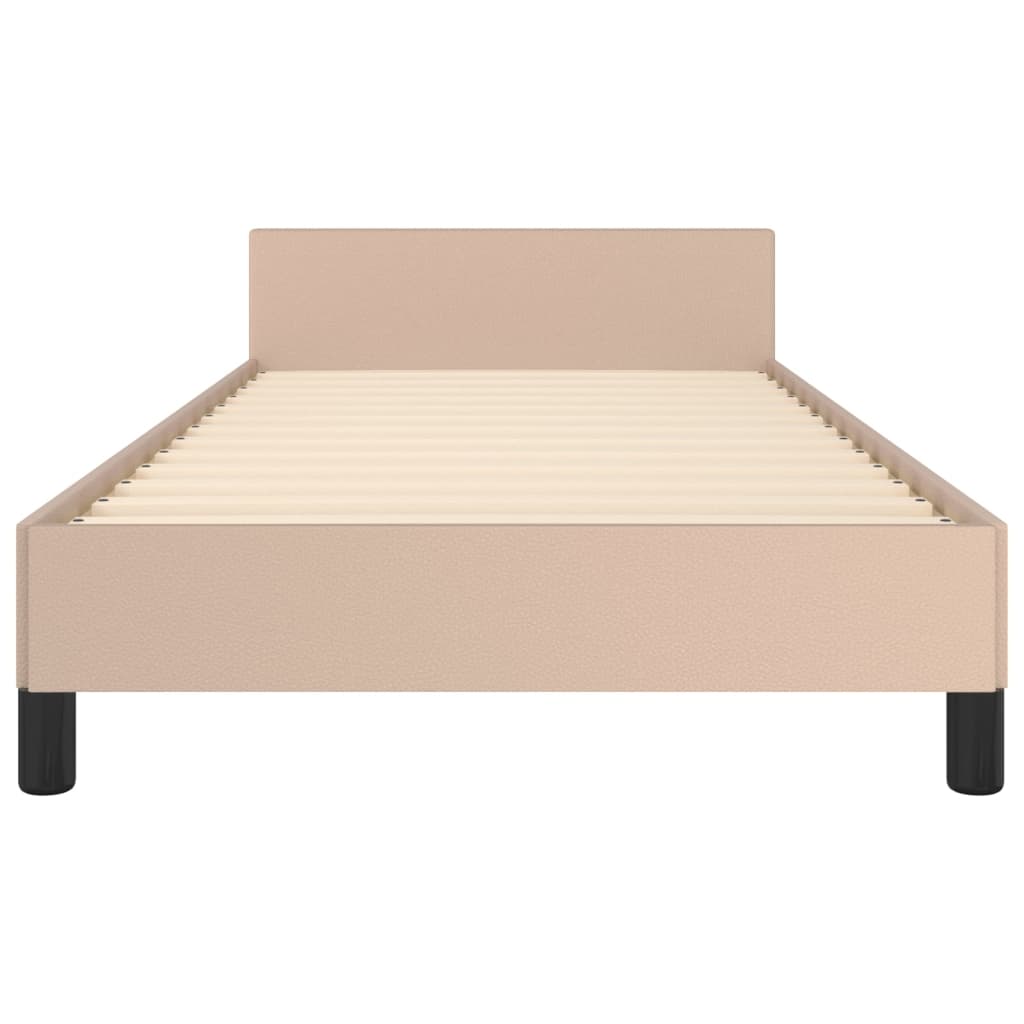 sengeramme med sengegavl 90x200 cm kunstlæder cappuccinofarvet