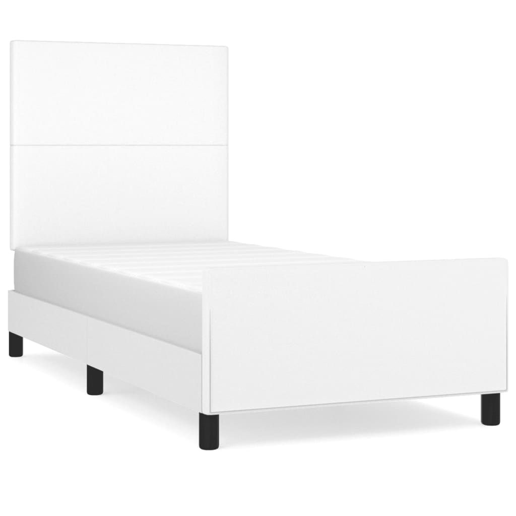 sengeramme med sengegavl 100x200 cm kunstlæder hvid