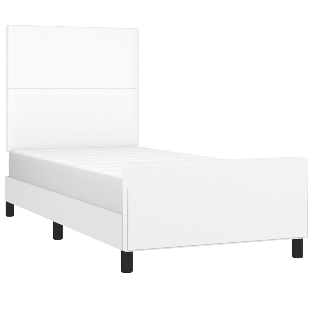 sengeramme med sengegavl 100x200 cm kunstlæder hvid