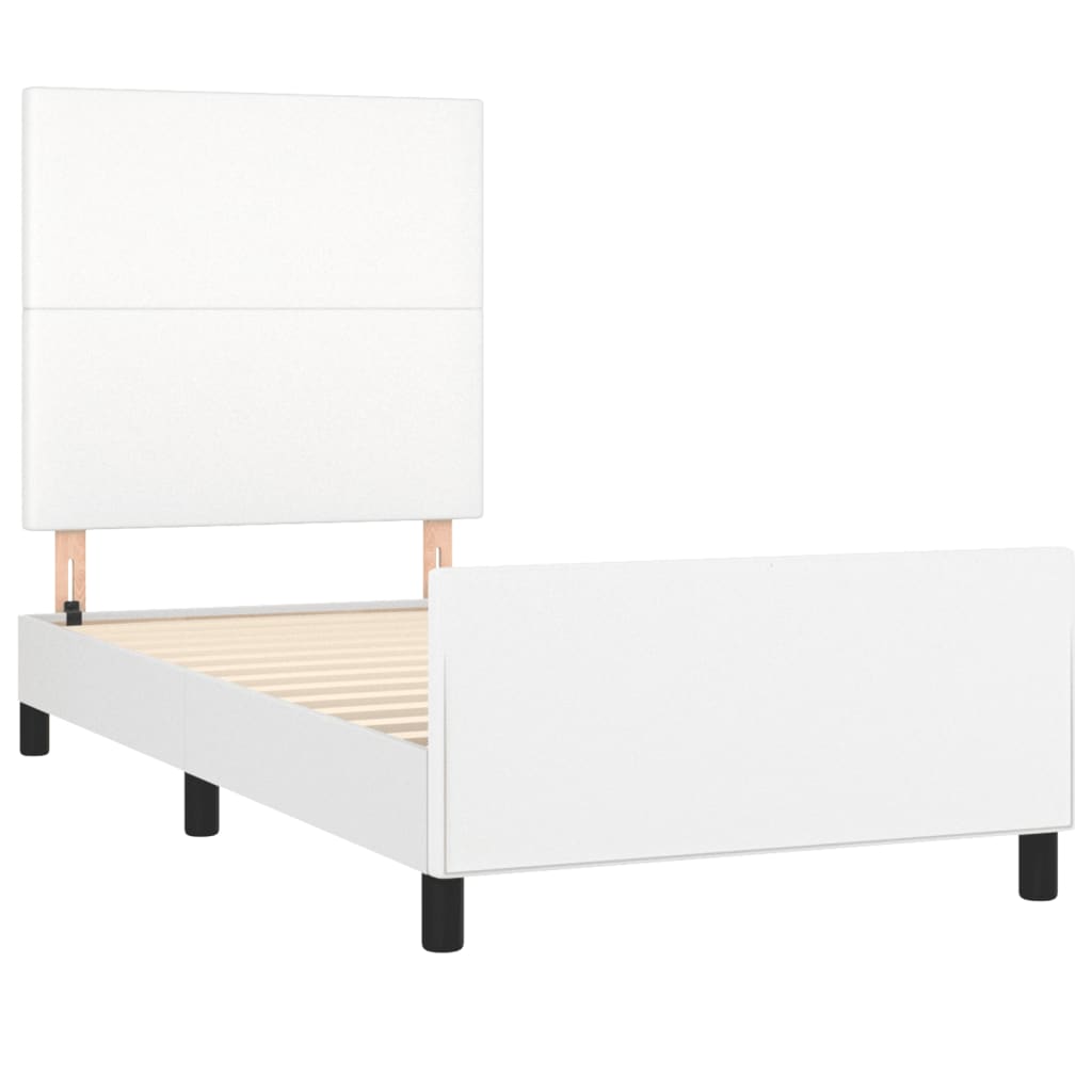 sengeramme med sengegavl 100x200 cm kunstlæder hvid