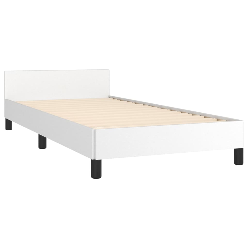 sengeramme med sengegavl 100x200 cm kunstlæder hvid