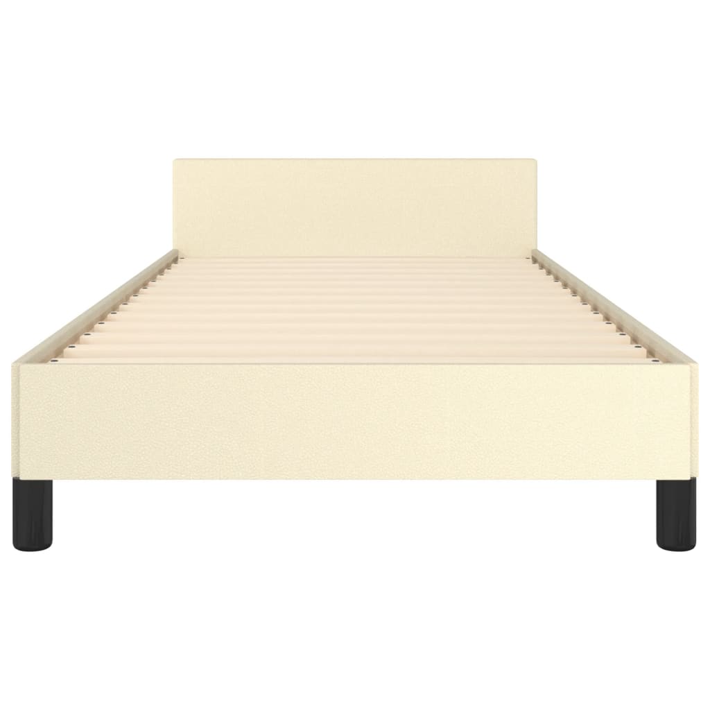 sengeramme med sengegavl 100x200 cm kunstlæder cremefarvet