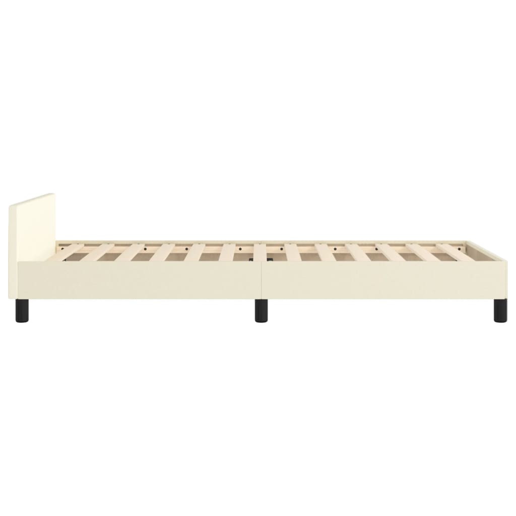 sengeramme med sengegavl 100x200 cm kunstlæder cremefarvet