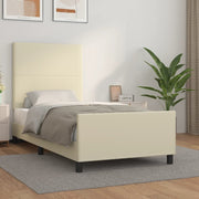 sengeramme med sengegavl 100x200 cm kunstlæder cremefarvet
