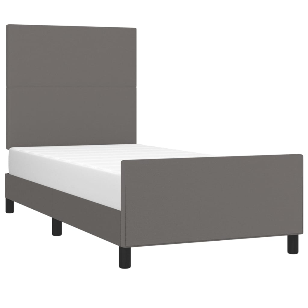 sengeramme med sengegavl 100x200 cm kunstlæder grå