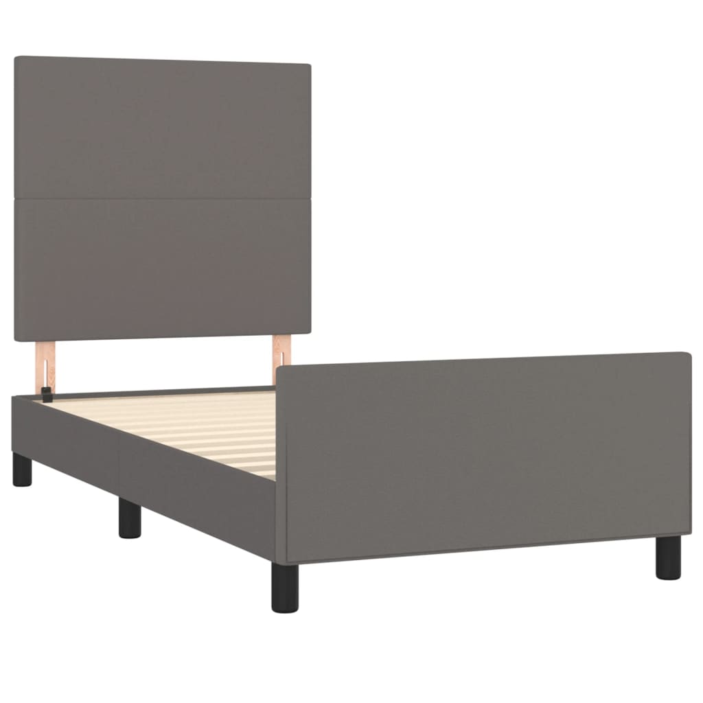 sengeramme med sengegavl 100x200 cm kunstlæder grå