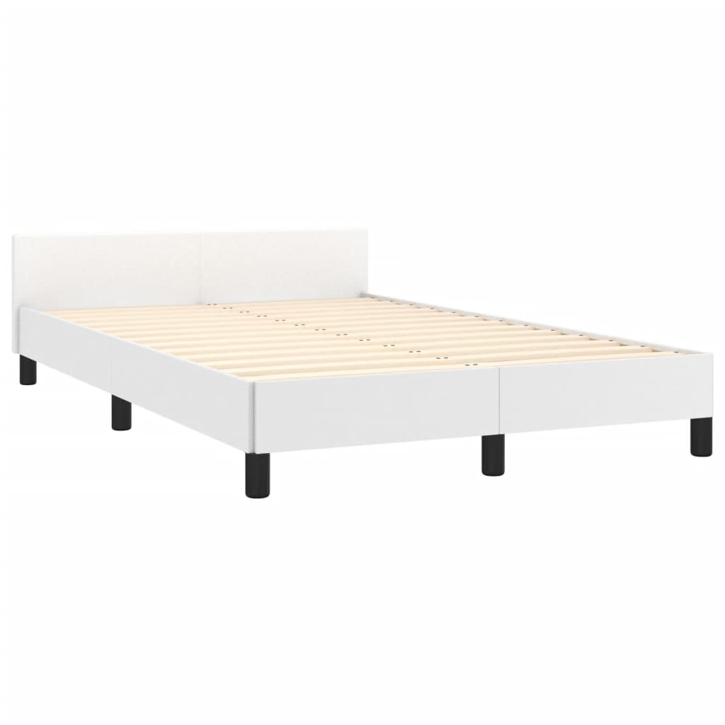 sengeramme med sengegavl 120x200 cm kunstlæder hvid