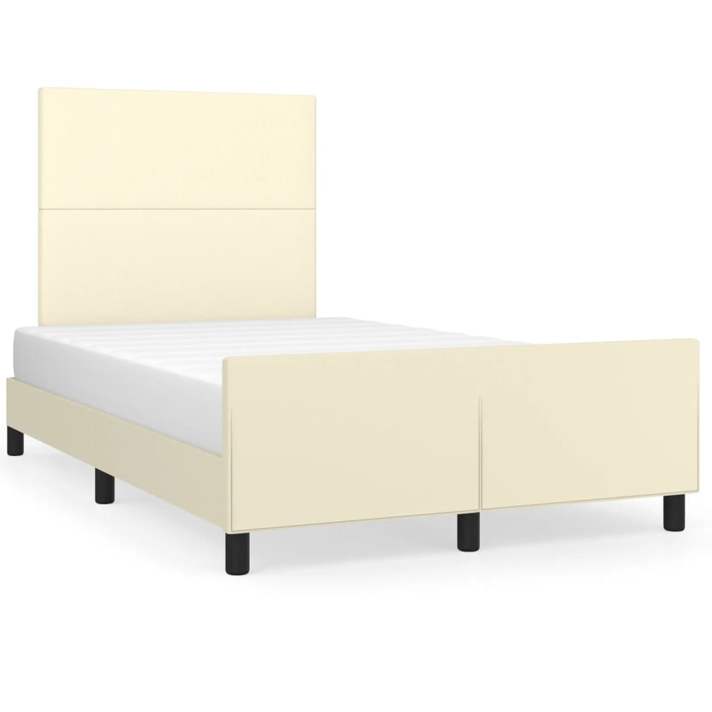 sengeramme med sengegavl 120x200 cm kunstlæder cremefarvet