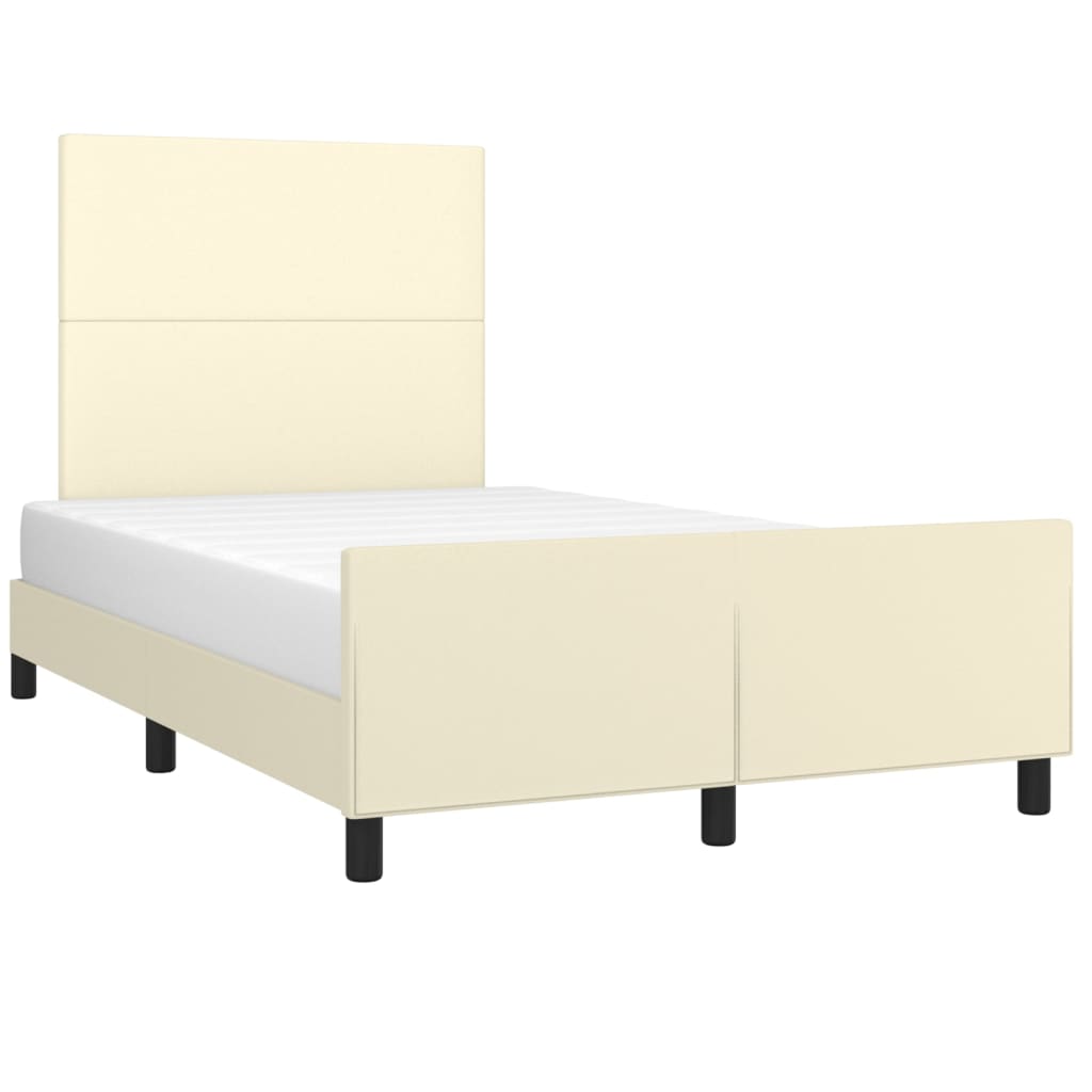 sengeramme med sengegavl 120x200 cm kunstlæder cremefarvet