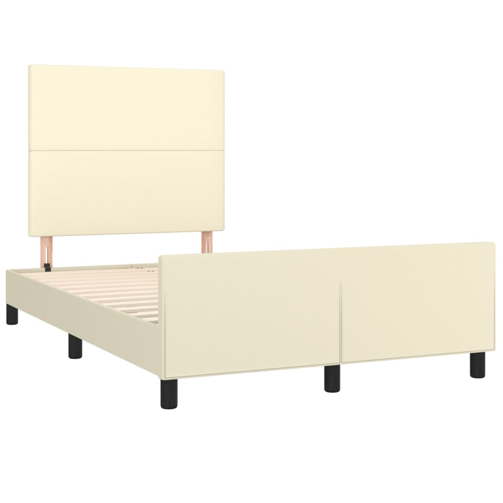 sengeramme med sengegavl 120x200 cm kunstlæder cremefarvet