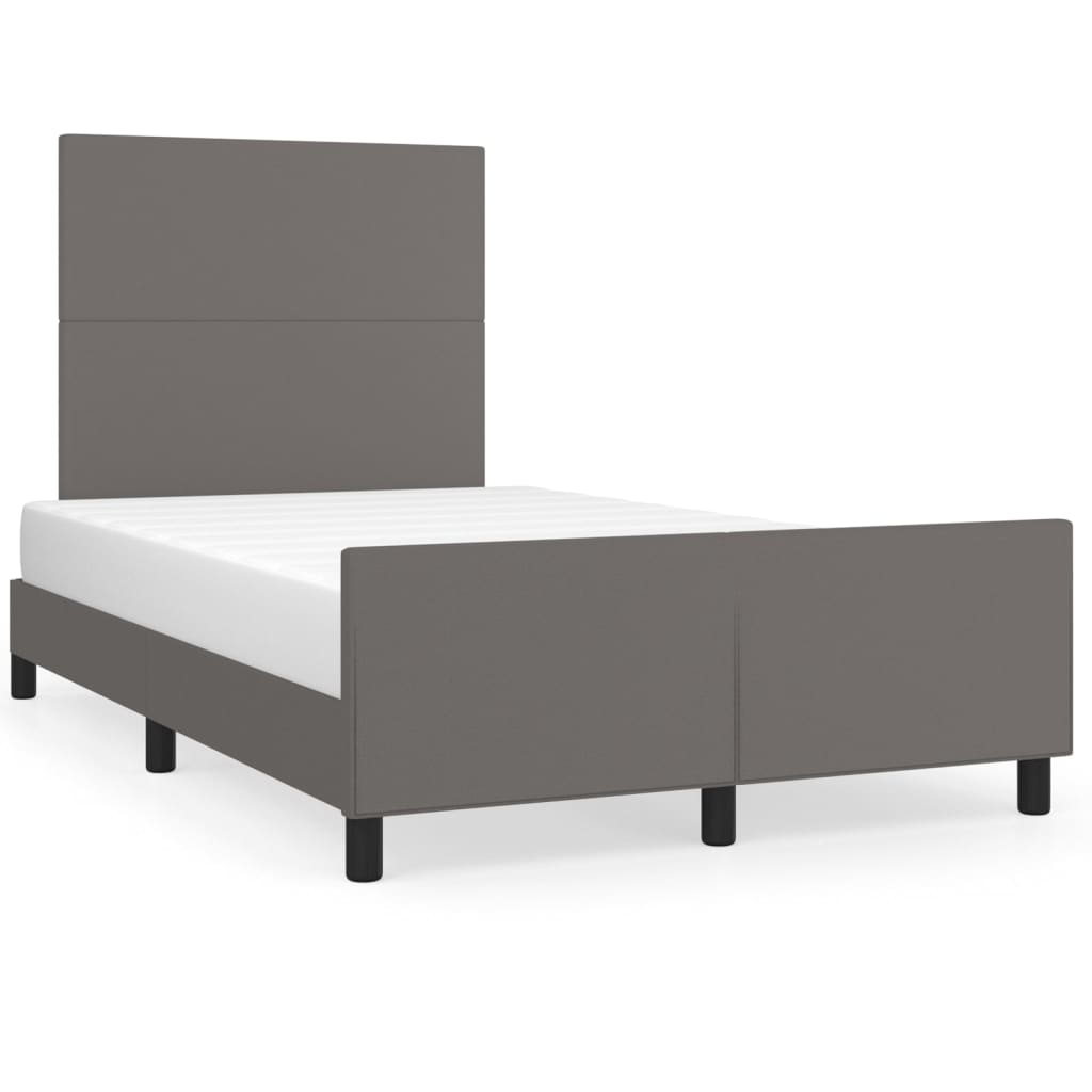 sengeramme med sengegavl 120x200 cm kunstlæder grå