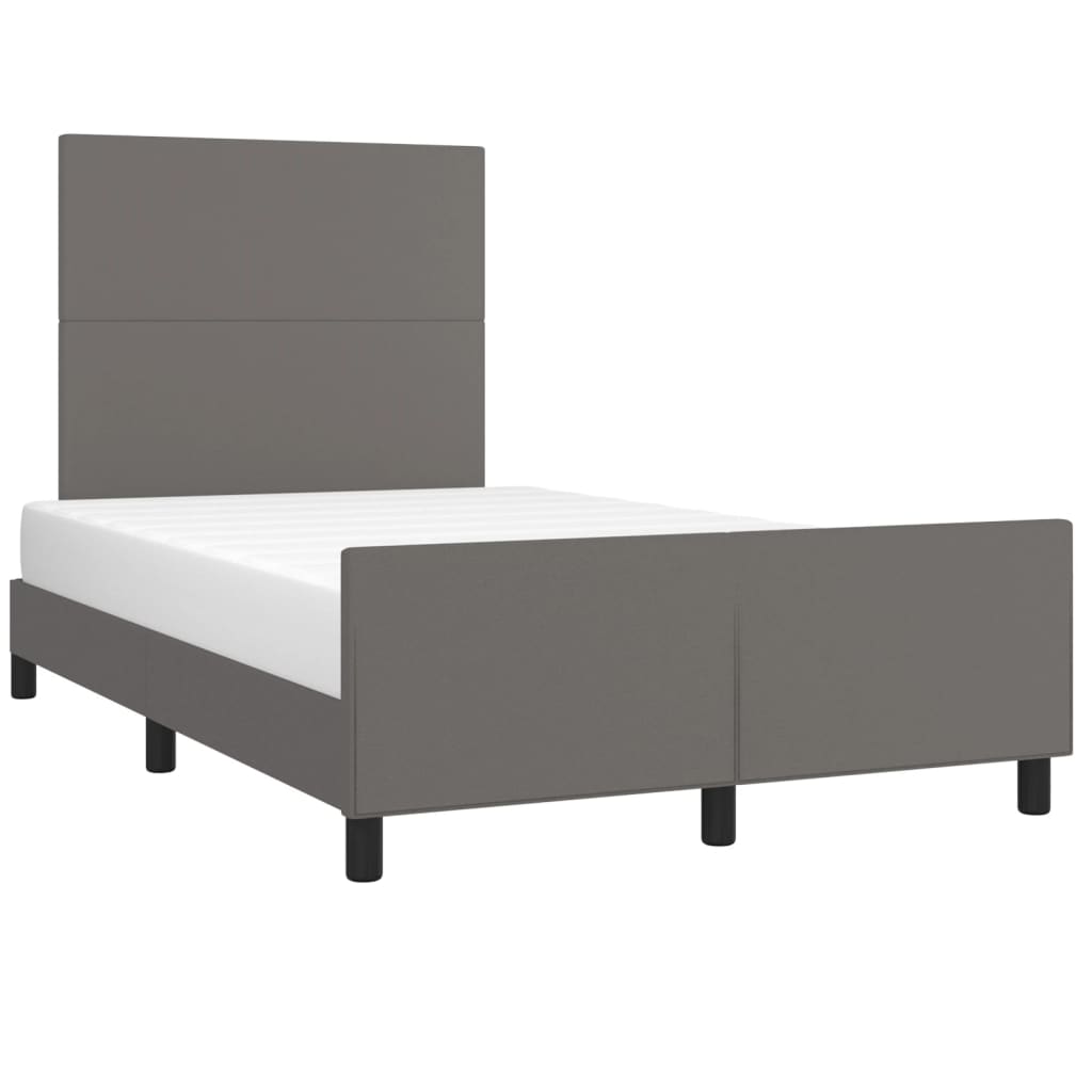 sengeramme med sengegavl 120x200 cm kunstlæder grå