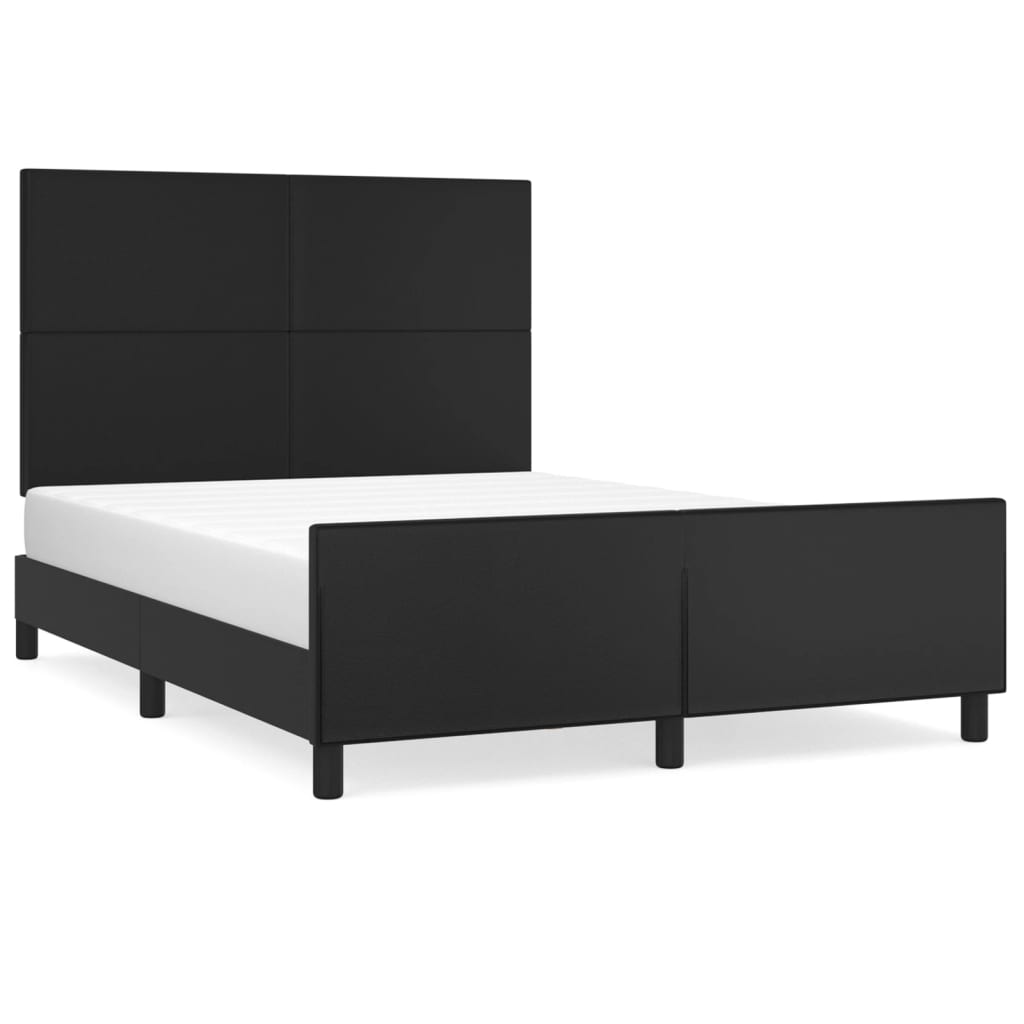 sengeramme med sengegavl 140x190 cm kunstlæder sort