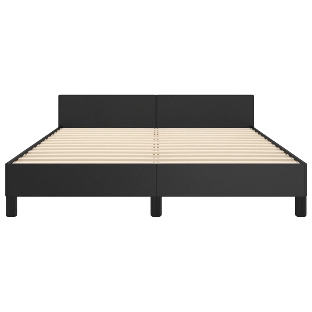 sengeramme med sengegavl 140x190 cm kunstlæder sort