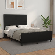 sengeramme med sengegavl 140x190 cm kunstlæder sort
