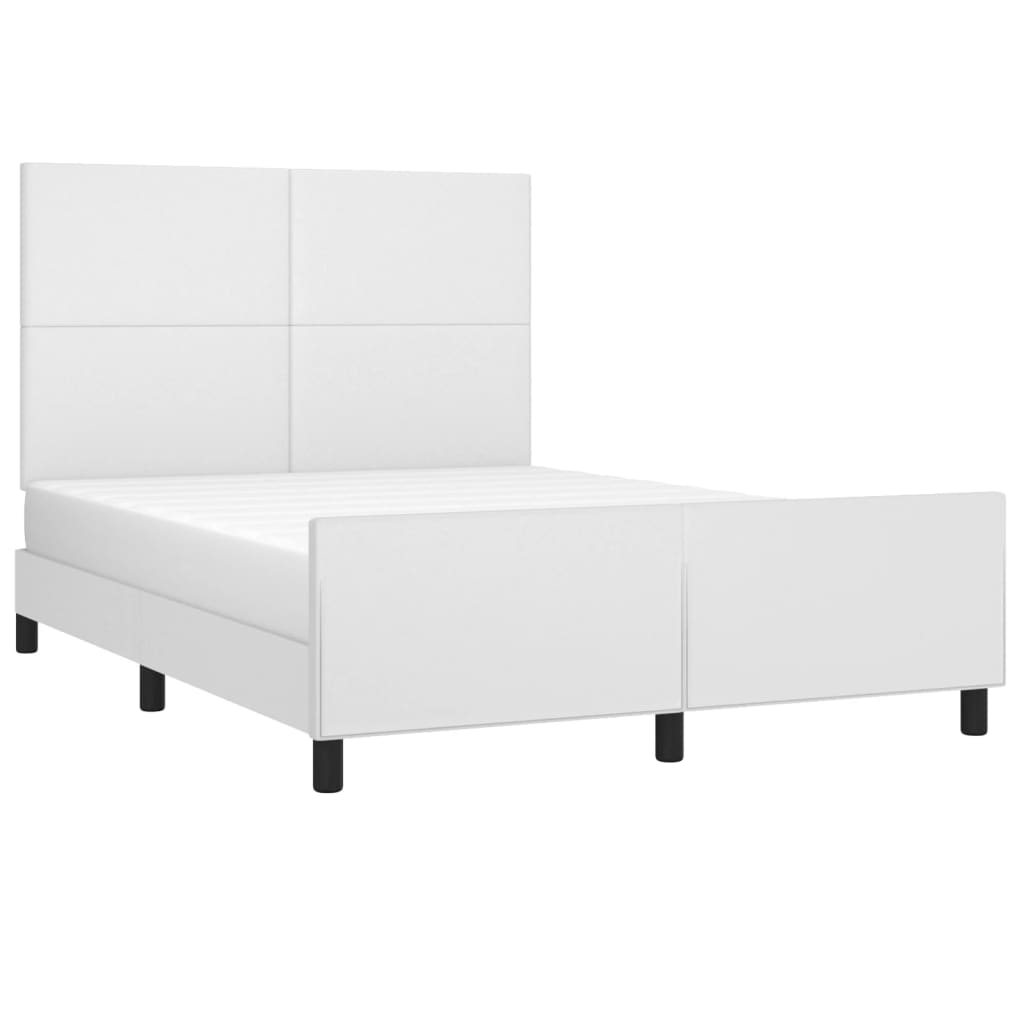 sengeramme med sengegavl 140x190 cm kunstlæder hvid
