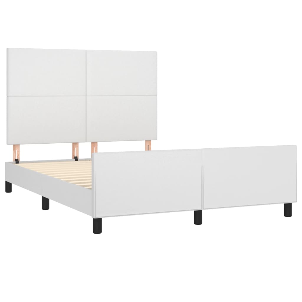 sengeramme med sengegavl 140x190 cm kunstlæder hvid