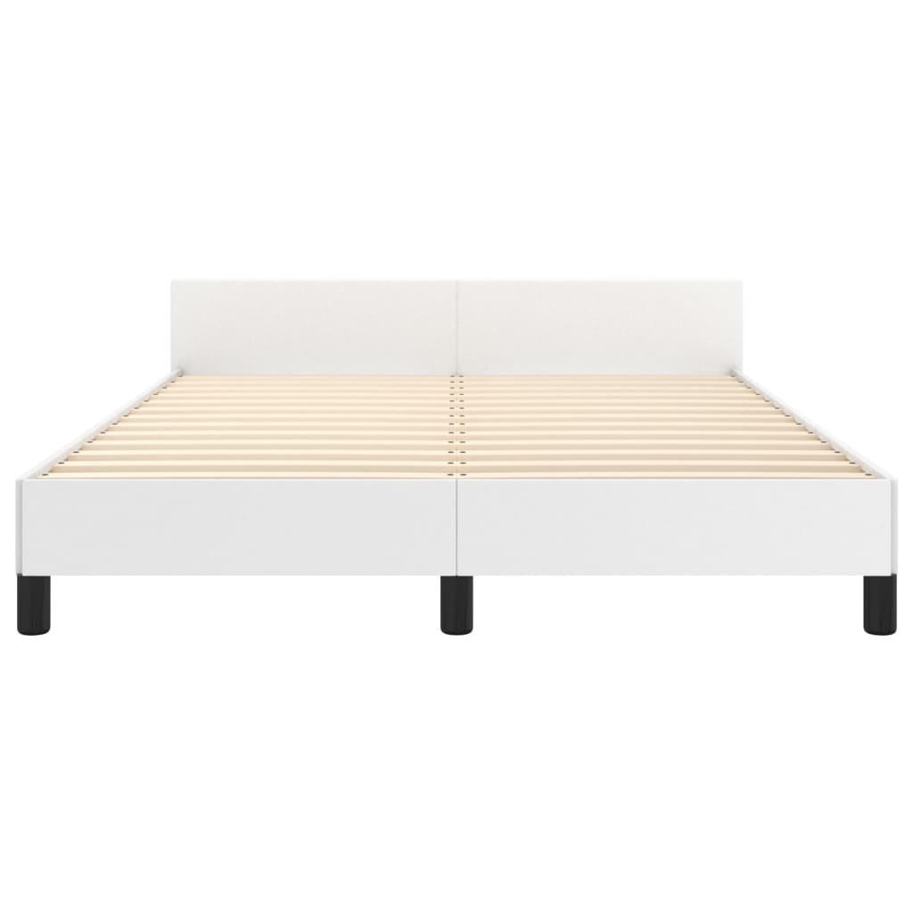 sengeramme med sengegavl 140x190 cm kunstlæder hvid