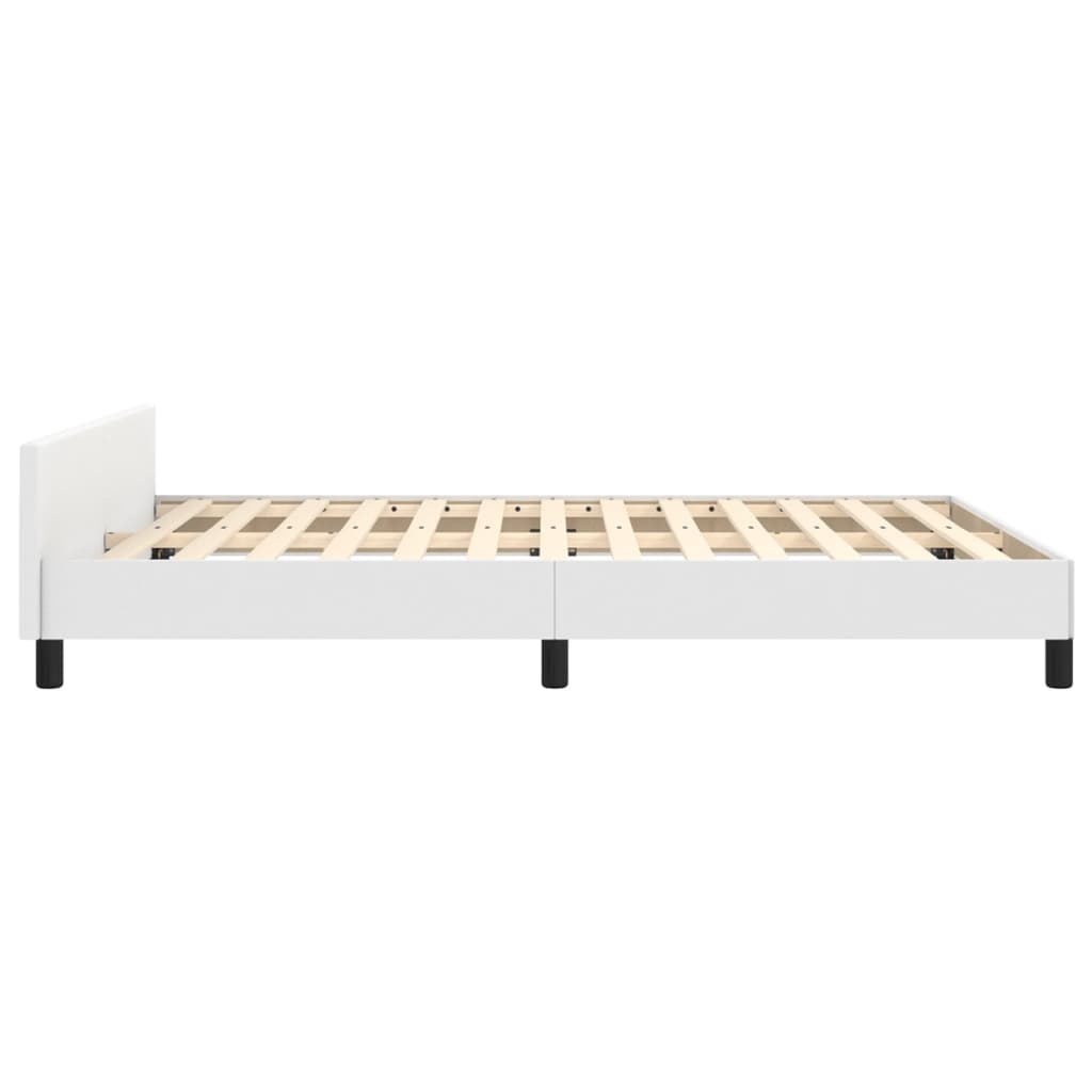 sengeramme med sengegavl 140x190 cm kunstlæder hvid