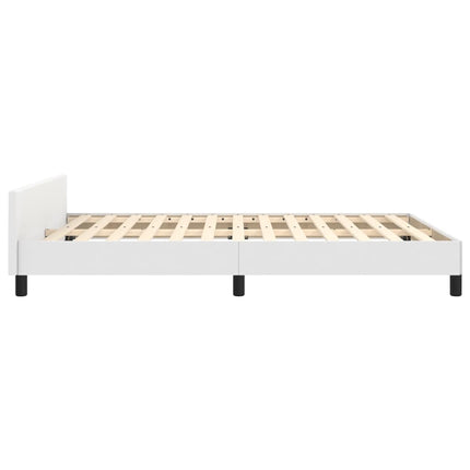 sengeramme med sengegavl 140x190 cm kunstlæder hvid