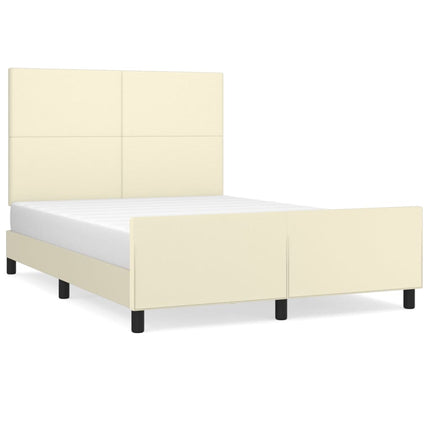 sengeramme med sengegavl 140x190 cm kunstlæder cremefarvet