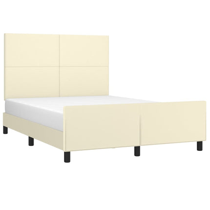 sengeramme med sengegavl 140x190 cm kunstlæder cremefarvet