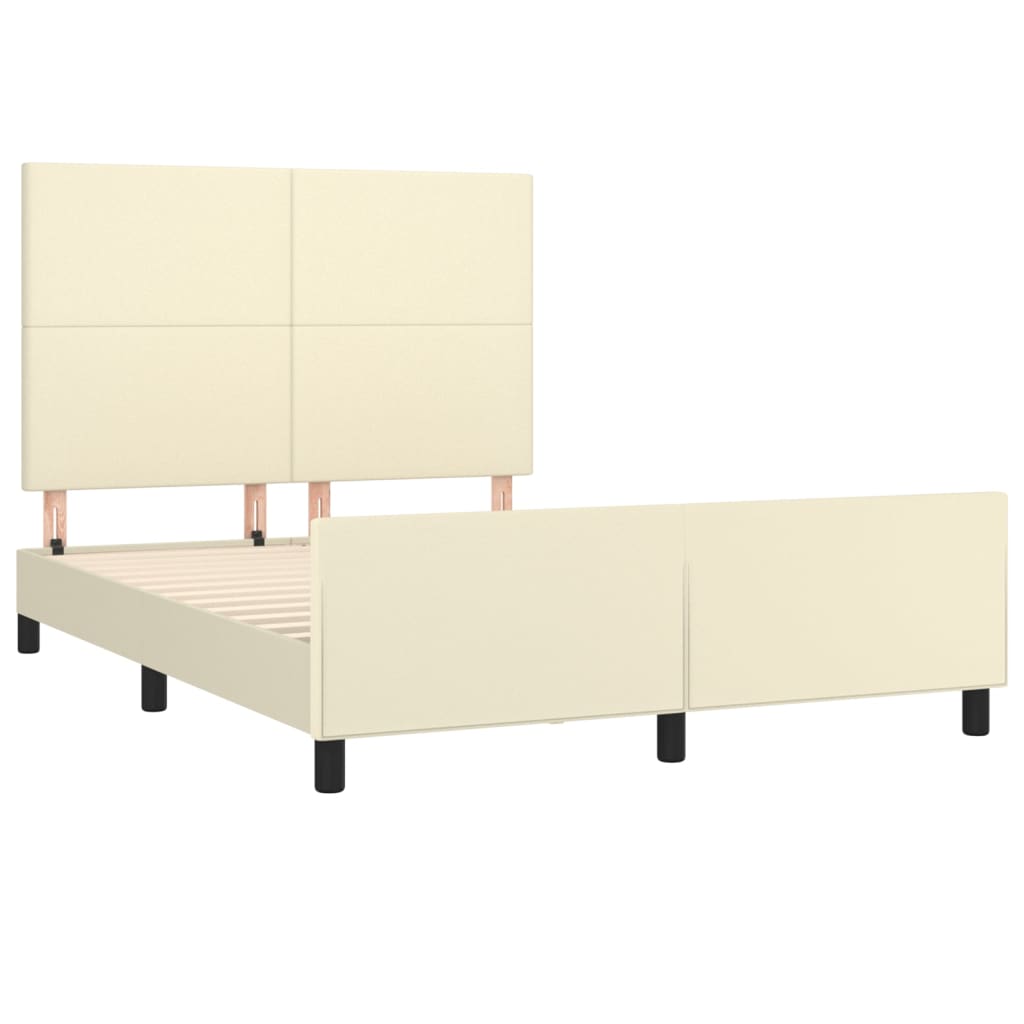 sengeramme med sengegavl 140x190 cm kunstlæder cremefarvet