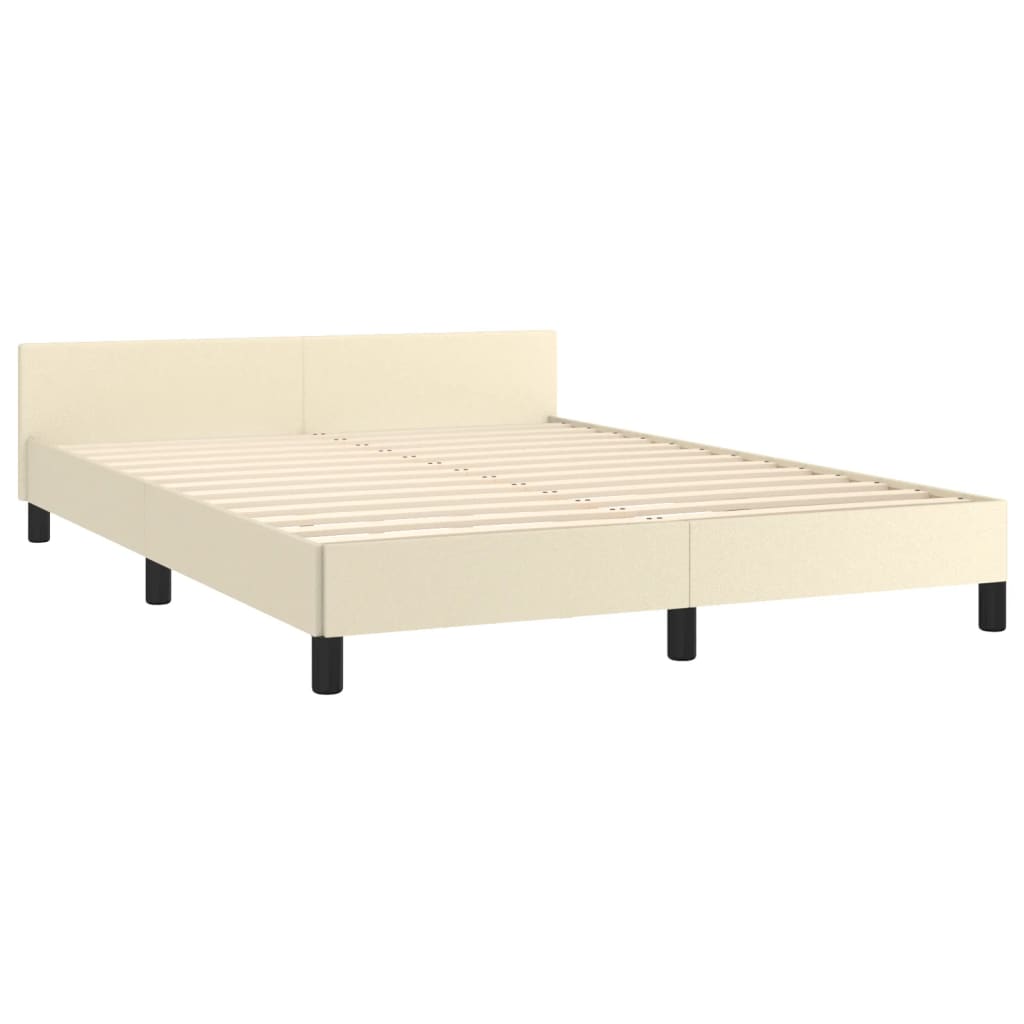 sengeramme med sengegavl 140x190 cm kunstlæder cremefarvet