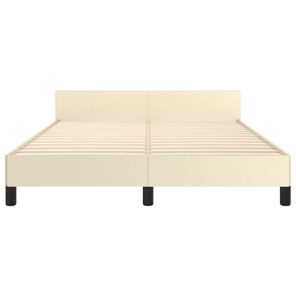 sengeramme med sengegavl 140x190 cm kunstlæder cremefarvet