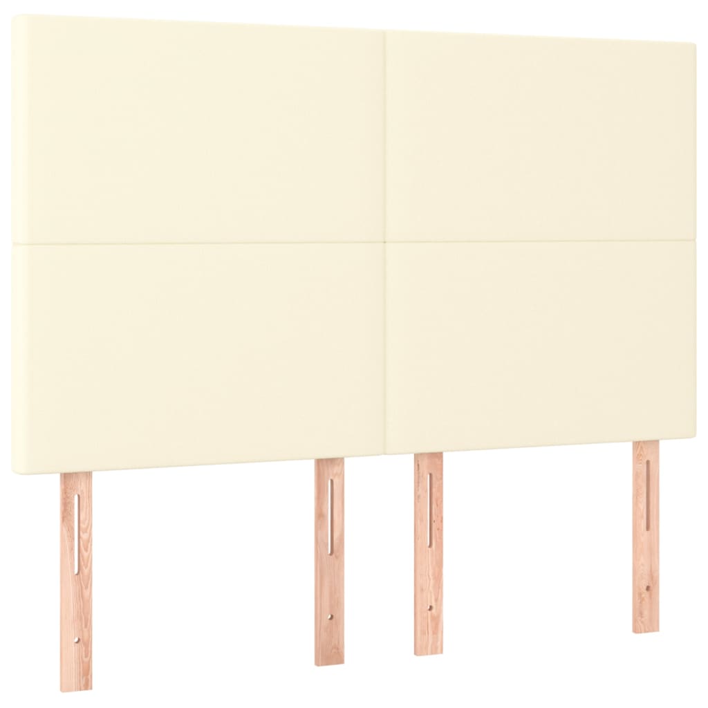 sengeramme med sengegavl 140x190 cm kunstlæder cremefarvet